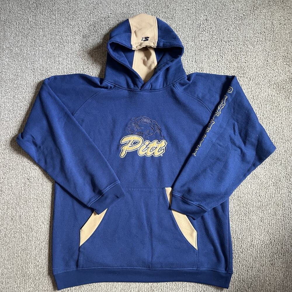 Vintage Starter Pittsburgh Panthers Fleece Hoodie Blue Embroidered XL NCAA